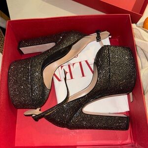 Valentino Black Sparkle Platform Heels